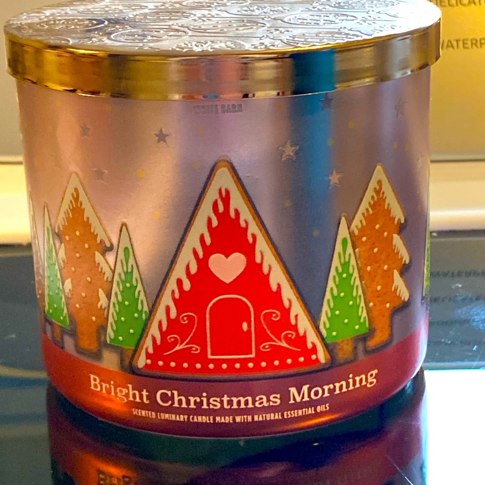 Bright Christmas Morning Candle 3 Wick Bath and Body Works Brand New
